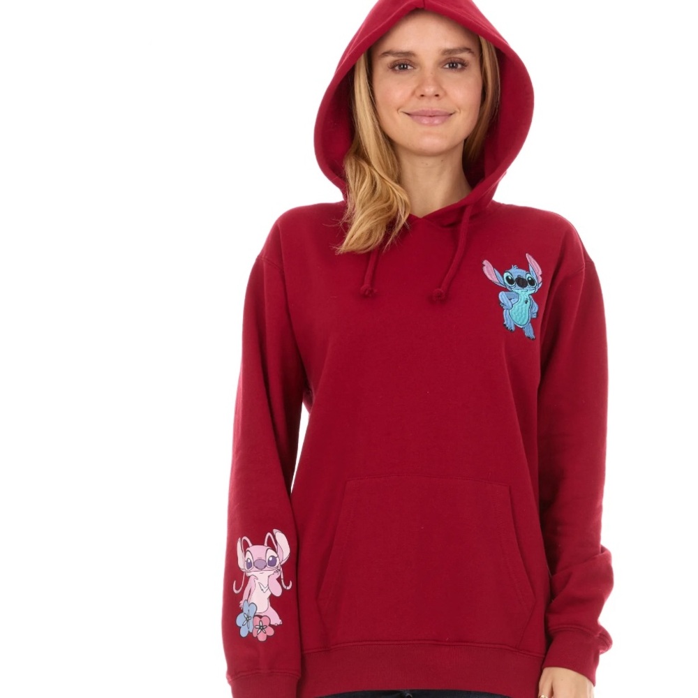 New Disney stitch and angel hoodie X-Large red burgundy wine Valentine’s Day